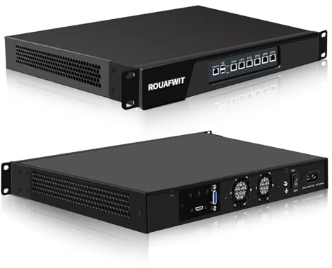 ROUAFWIT 1U Firewall Appliance, 19 Inch, Core i3 N305, OPNsense, Network Rackmount, 6 x 226-V 2.5GbE LAN, VGA, HD, Console, USB3.0, DDR5 8G RAM 64G SSD