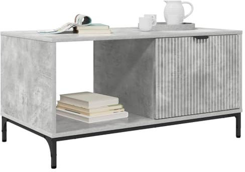 vidaXL Coffee Table Concrete Grey 90 x 49 x 46 cm Engineered Wood, Stylish Rectangular Coffee Table, Durable Modern Living Room Furniture, Functional Centerpiece, Compact Design with Storage