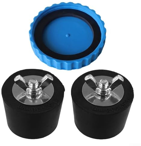 Zilimontt Kit de fermeture de piscine d'hiver 3 pièces avec 2 (38 mm) et bâche pour piscine hors sol - noir et bleu