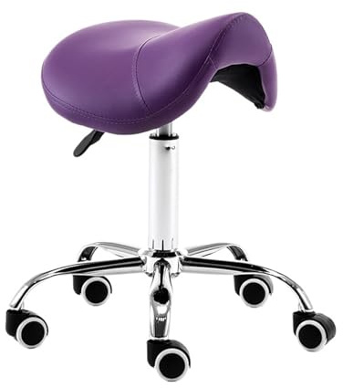 Rolling Stool Barber Chair Tattoo Studio Hairdressing Saddle Stool On Wheels Styling Salon Furniture(Purple)