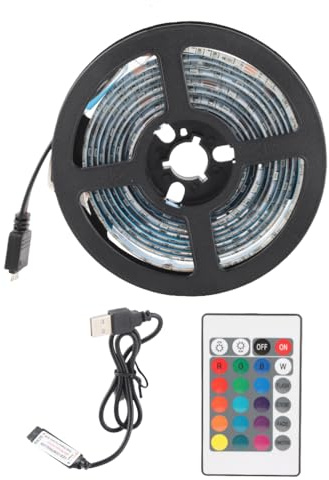 Stylebest USB-LED-Streifenlichter, 16 Farben, 4 Modi, Flexible RGB-TV-Hintergrundbeleuchtung mit Fernbedienung, für TV-Vitrine, Schlafzimmer, Make-up-Spiegel (2)