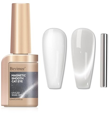 Bevimee Cat Eye Gel Nail Polish Clear Magnetic Catseye UV Gel Nails Polish | Sheer, Translucent Cateye, Long Lasting, Magnet Nail,Home & Salon Nails, 12ml