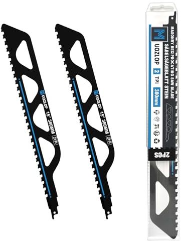 MUOZLOP 2tlg 380mm2TPISäbelsägeblätter Stein,Säbelsägeblätter hartmetall | Steinsäge，Sägeblätter Säbelsäge für Porenbeton, Metall，Ziegel，Beton