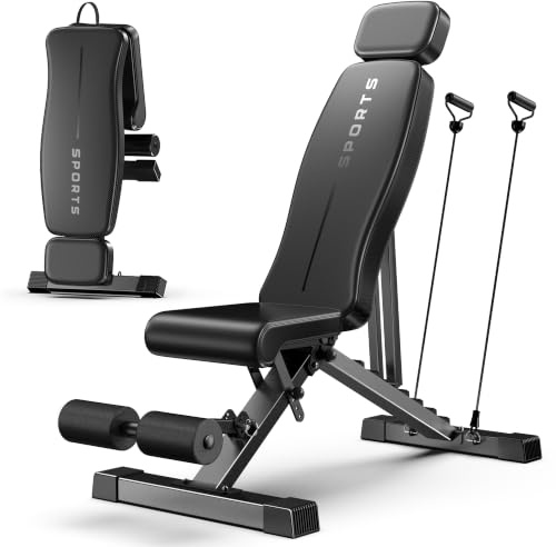 Botifly Klappbare Hantelbank, Multifunktionale Verstellbare Hantelbank | 8-Fach Rückenlehne, Bauchtrainer, Schrägbank, Fitnessbank für Ganzkörper Workout, Bankdrücken, Beincurls, bis 300 kg