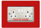 Double Socket Surround, Square Acrylic Back Panel Finger Plate, Decorative Frame for Neat and Tidy Finish, Font Colour:red