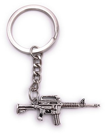 H-Customs M16 Gewehr klein Schlüsselanhänger Anhänger Silber aus Metall