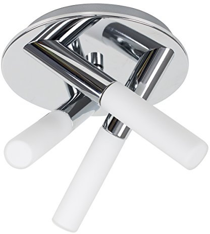 MiniSun | Modern 3 Way Polished Chrome Flush Ceiling Light Fitting with Frosted Glass Shades | Close-to-Ceiling Lights, Home Décor & Improvement Essential | Includes 3W LED Bulbs [3000K Warm White]