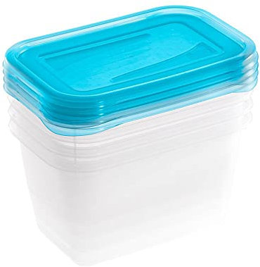 keeeper Frischhaltedosenset 4-teilig, 4 x 750 ml, 15,5 x 10,5 x 8,5 cm, Fredo Fresh, Blau Transparent