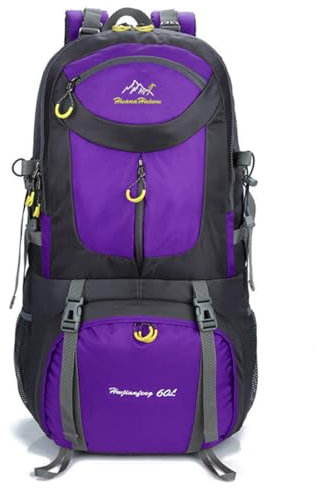 Rojeam Zaino da Trekking Uomo Donna Zaino da Escursionismo per Campeggio Alpinismo Arrampicata Viaggio Bicicletta, Viola, 60L