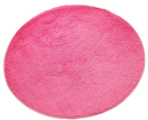 Insun Tapis Shaggy Monochrome Tapis à Poils Moelleux Pile Rond Tapis en Polyester pour Le Salon la Chambre Pastel Rose 100cm Diamètre