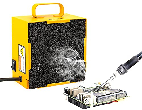KOTTO Solder Smoke Absorber Remover Fume Extractor Smoke Prevention Absorber DIY Working Fan for Soldering Station (Yellow)