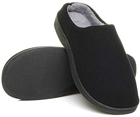 AJVANI Mens Flat Winter Fur Lined Slip on Memory Foam Gift Mules Slippers Shoes Size