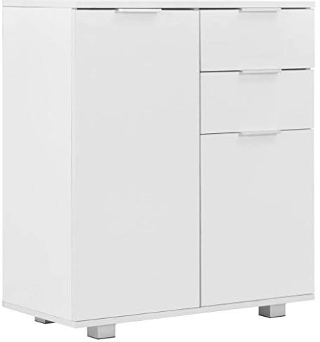 Tidyard Hochglanzschrank Sideboard Beistellschrank Schubladenschrank Mit 2 Schubladen und 2 Türen,Badezimmerschrank Kommode Badschrank Abmessungen:71 x 35 x 76 cm (B x T x H)