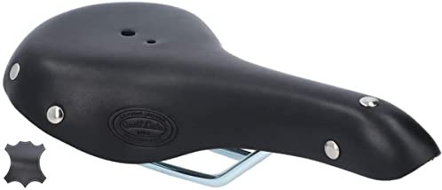 Gusti Sattel Leder - Louison B. Damen und Herren Fahrradsattel Ledersattel Cityrad Vintage Retro Sattel Schwarz Leder
