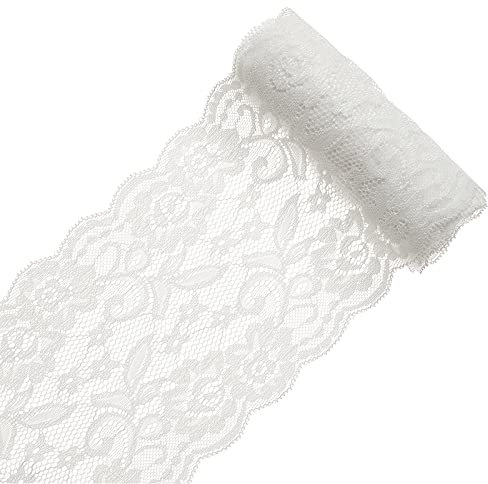 GORGECRAFT 5 Yards Rouleau de Dentelle Coton Blanc Garniture de Dentelle Tissu 5.7 large pour Robe Nappe Bande de Cheveux Mariage Festival Événement Décorations