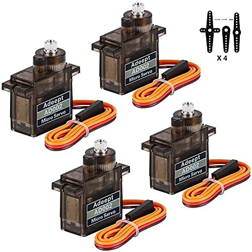 Adeept 4-teiliges Digital Micro Servo AD002 9G Servomotor Metall Getriebe für DIY Smart Roboter/Roboter Arm/STEM Raspberry Pi Arduino Projekt/Hubschrauber Flugzeug Boot