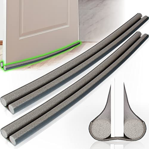 2X Zugluftstopper mit Doppeldichtung Türbodendichtung Luftzugstopper Tür Schutz vor Kälte & Lärm 93 cm (02 Stück)