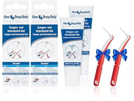One Drop Only – 2x Zungen- und Interdental-Gel + 2 Interdentalbürsten (S) ON TOP, Zungengel/Interdentalgel zur Zungenreinigung & Zahnzwischenraumreinigung, gegen Mundgeruch/antibakterielles Gel