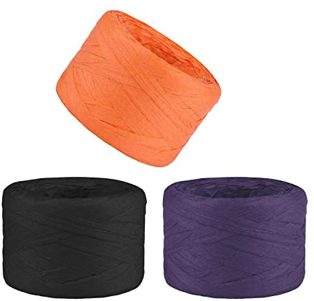 LUTER 3piezas Cinta De Papel de Rafia, Ligero Rafia Natural Colores Cuerda de Rafia para Ramos de Flores DIY Decoración Artesanal Tejido para Fiesta de Navidad Día de San Valentín