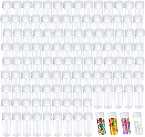 GZcaiyun 120 Stück 5ml Kunststoff Probenflaschen, Transparente Kleine Plastikflasche mit Deckel für Flüssigpulverkapseln, Feste körnige Artikel