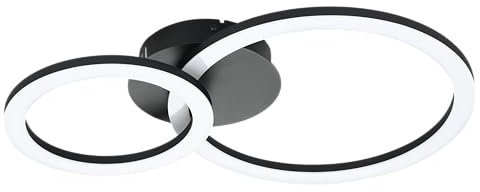 EGLO connect.z Smart-Home LED Deckenlampe Parrapos-Z, ZigBee, App und Sprachsteuerung Alexa, Lichtfarbe einstellbar (warmweiß-kaltweiß), dimmbar, Deckenleuchte schwarz weiß, 45 x 30 cm