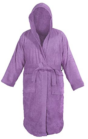 Sapphire Collection Men's and Ladies Unisex 100% Egyptian Cotton Terry Towelling Hooded Shawl Collar Bathrobe Spa Gym Bath Towel Robe Size Large/Extra Large (Purple)