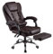 Panana Office Chair Heavy Duty Executive Reclining Computer Swivel Chair with Footrest PU Leather Gaming Chair (Brown)