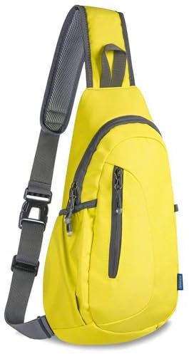 TITECOUGO Small Sling Bag Lightweight Crossbody Canvas Bag for Women Rucksack for Men Running Backpack Travel Chest Pack Shoulder Daypack for Gym Work Outdoor Hiking Sports Yellow