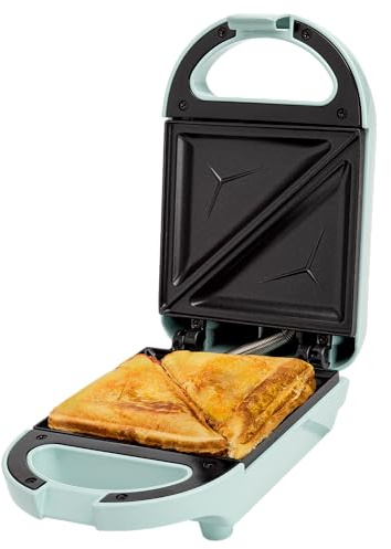 Tasty Mini Sandwich Maker, Makes Sandwiches, Paninis, Grilled Cheese, Desserts, Quick Results, Easy Cleanup, 600W, Aqua