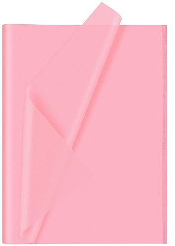 CHRORINE Lot de 60 feuilles de papier de soie rose pour emballage cadeau, loisirs créatifs, décoration, anniversaire, vacances, fête de filles (50,8 x 36,8 cm)