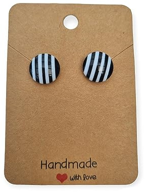 Ohrstecker weiß schwarz gestreift Cabochons