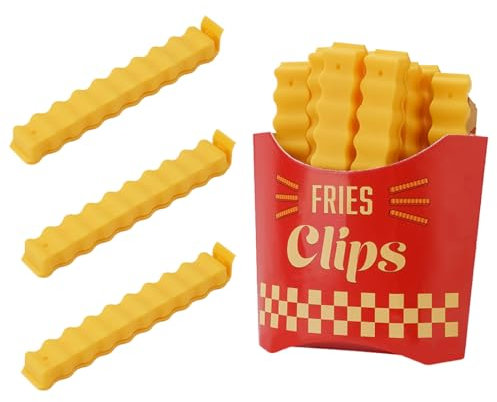 OSUWLSI 12 Stück Pommes-Frites-förmige Tütenklammern, lustige Tütenklammern für Lebensmittel mit magnetischer Box, um Immer zur Hand zu Sein,Food Bag Clips with Magnetic Box