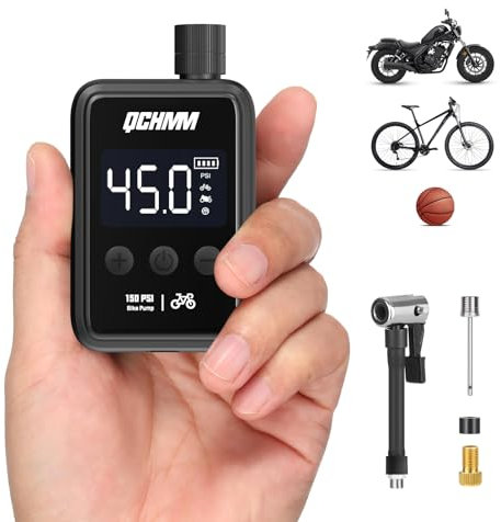 Bike Pump Portable, Mini Electric Bicycle Pump with Digital PSI Pressure Gauge, 120PSI Bike Tire Pump for Presta, Schrader Valve, 500Mah, Type-C Rechargeable Tire Inflator Air Pump for Bicycles