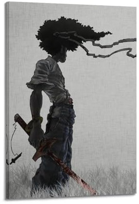 Azizat Afro Samurai Moive Poster Wandkunst Dekor Druck Bild Gemälde für Wohnzimmer Schlafzimmer Dekoration 40 x 60 cm Rahmen Stil