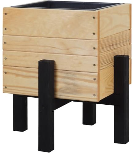 Siena Garden Pflanzkasten Kea Natur, 39 x 39 x 44 cm Kiefernholz FSC 100% mit wasserbasierter schadstofffreier Holzbeize