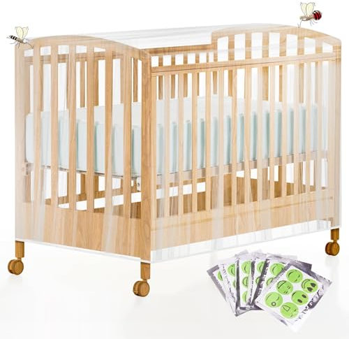 Faburo Zanzariera Lettino Bambini per Passeggino, Seggiolino Auto, Culla e Lettino da Viaggio con 36 pz Repellente(Colore casuale) per Zanzare Su Cerotti per Attività All'aperto, 145 * 80 * 90cm