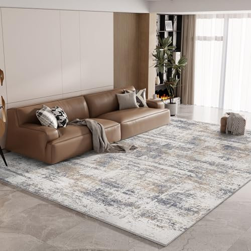 Vamcheer Teppich Wohnzimmer Flauschig Waschbar - 200X300 Schlafzimmer Teppich rutschfest,Teppiche Gegend Moderner, Eingedickter Schwamm Komfort Updrade, für Arbeitszimmer, Büro,Super Weich,Blau&Grau