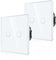 2er-Pack CNBINGO Touch Wechselschalter unterputz in Weiß - zweifach Lichtschalter mit Status-LED und Glas Panel - 2 Fach Wandschalter - Paar nur mit diese Serie Wechselschalter