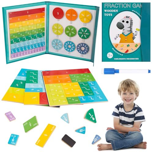 Bruchrechnen Material Magnetisch,Magnetisches Buch-Bruchteil-Puzzle für Kinder,Magnetisches Bruchbuch,Arithmetisches Lernspielzeug,Bruchrechnen Spiel,Rechenhilfe Ab 7 Jahre
