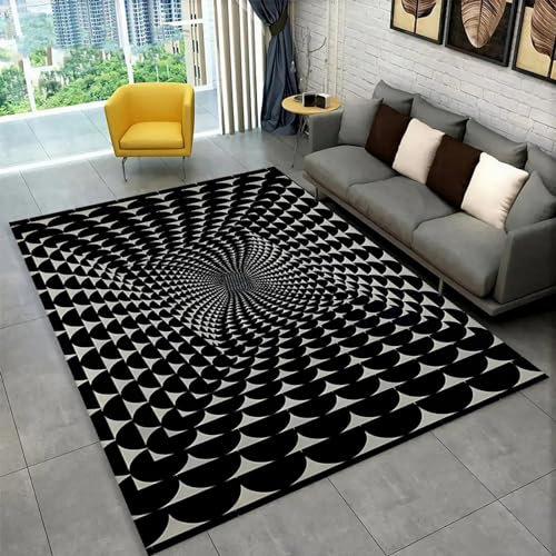 Tepiche Moderne, Abstrakte Geometrie Der Vortex-Illusion Wohnzimmer Teppich, 50 X 80 Cm Kurzflor Teppich,Teppiche Für Kinder,Waschbarer Teppich,Geeignet Für Wohnzimmer Schlafzimmer 3D Teppich -1W5U1P1