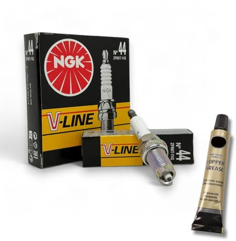 4x Zündkerzen V-Line passt für VW Golf VI 1.4 59kW Bj. 2009-2013 + Kupferfett