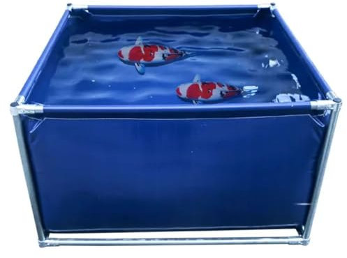 Rahmen-Schwimmbad, Outdoor-Leinen-Fischteich, individuelle Größe, Zuhause, Schwimmbad mit Halterung, mit Abfluss, verstärkt und stabil, Haustier, kinderfreundlich (250 x 150 x 50 cm)