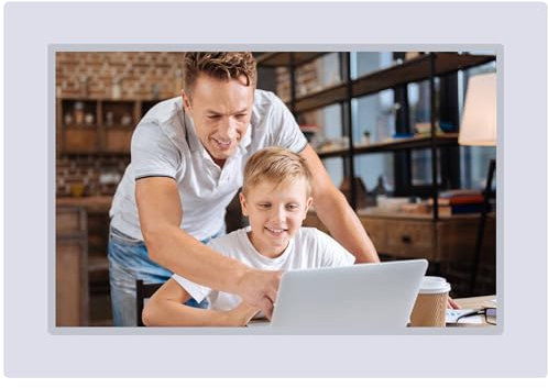 10 Zoll WLAN Digitaler Bilderrahmen Touchscreen Cloud elektronischer Foto-Videorahmen über kostenlose Frameo-App mit 32 GB Speicher, automatische Drehung, Wandmontage, Auflösung 1280 * 800 (weiß)