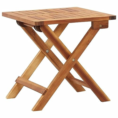 Brokky Klappbarer Garten-Couchtisch 40 x 40 x 40 cm Massivholz Akazie Couchtisch Mit Schublade