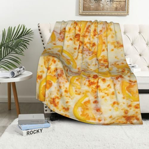 Pizza-Decke – Realistische Pizza-Themen-Essensdecke, lustige Überwurfdecke für Sofa, Bett, einzigartiges Geschenk für Pizza-Liebhaber, gemütliche Decke für Kinder, Teenager, Erwachsene, lustige