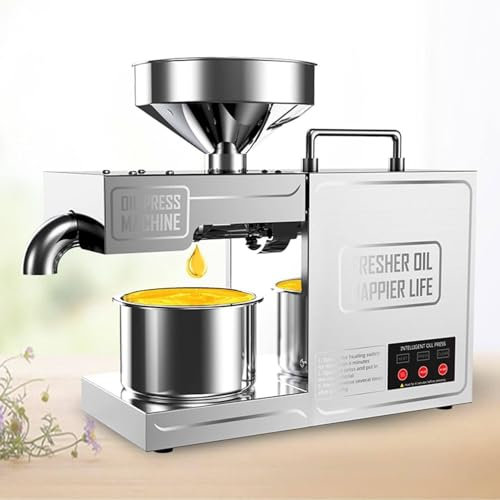 Macchina per l'estrazione dell'olio - Piccola pressa per olio automatica, acciaio inossidabile 304, motore in rame puro ad alta potenza, pressa per olio di semi elettrica, per arachidi, semi di sesamo
