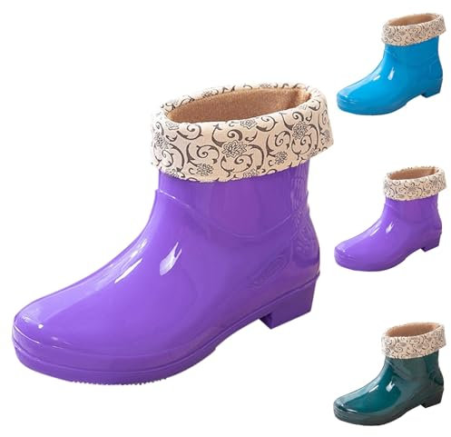Stivali Da Pioggia Da Donna Stivaletti Donna In Gomma Antipioggia Boots Rain Imbottito Stivali Pioggia Donna Moda Scarpe Da Donna Inverno Pioggia Stivaletto Pvc Per Esterni Giardinaggio Offerta
