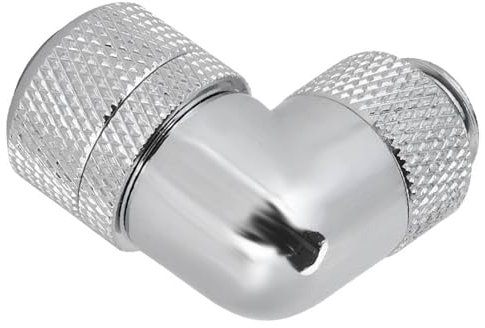Cpu Cooler, Cpu Air Cooler G1/4 Thread Water Cooling Fitting Thin Tube Liquid Cooler with 90° Right Angle Elbow for Computer Water Cooling System (Silver)