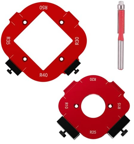 VARKAGE 2 Stück Eckradius-Frässchablonen R10-R50 für Oberfräse, Robust und Einfach zu Bedienen, Oberfräse Schablone, 4 in 1 Radius Schnellvorrichtung für Holzbearbeitung Diy