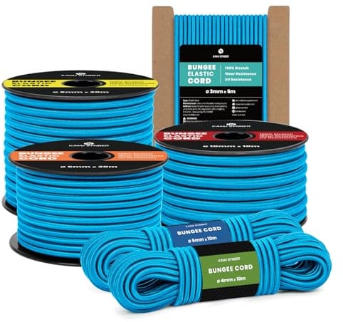 Cuerda Elástica 4mm x 20m Cuerda de Goma Elastica Cordón | 100%Elástico, Exterior Poliéster, Interior Caucho, Lona, Remolque, Piscina, Pulpos